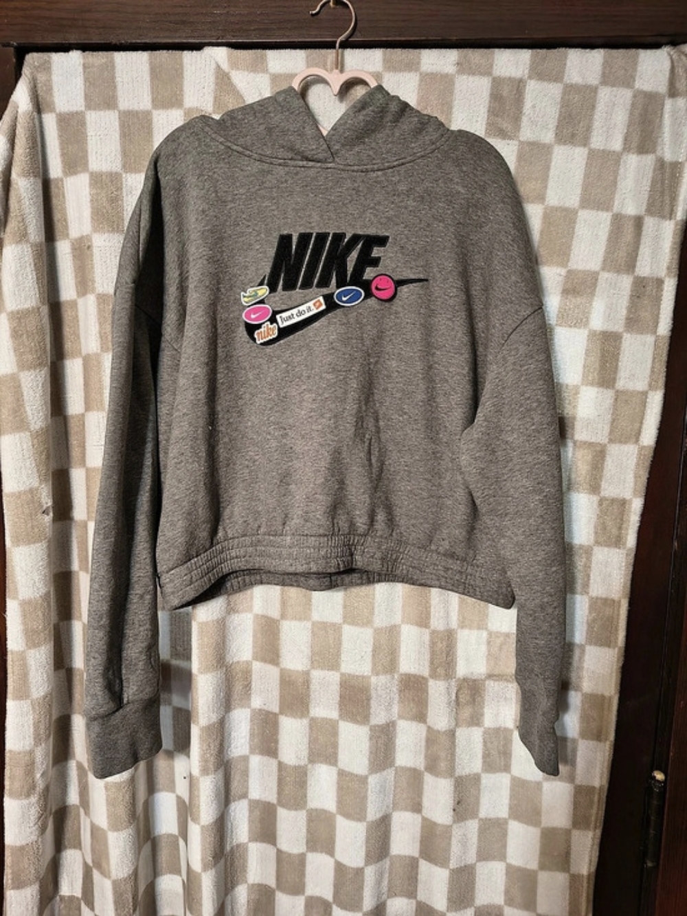 Nike - Icon Clash cropped hoodie - women - Fabric - L - Grey